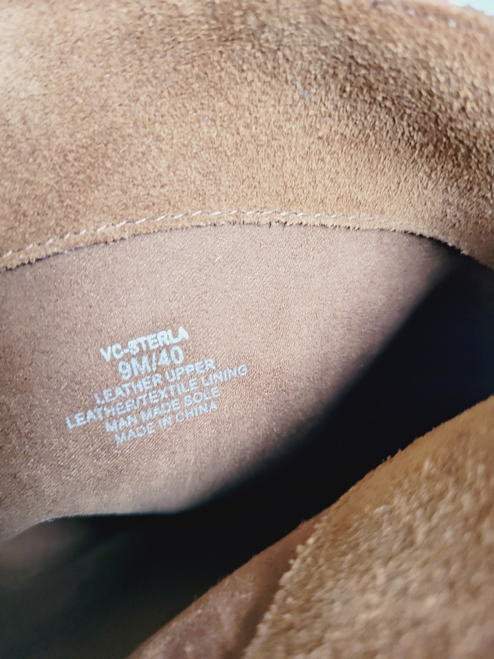 NWOT Vince Camuto Sterla Tan Suede Fringe Mid-Calf Heeled Boots - Picture 5 of 5